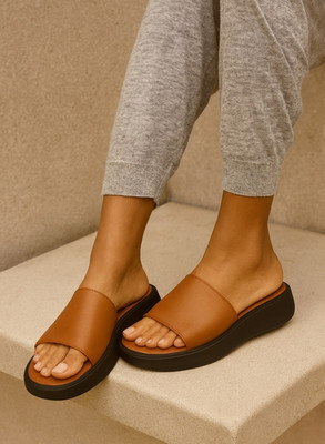 Kiwaoo Women Wedges(Brown, Black , 5)