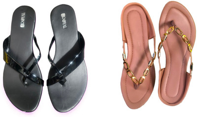 Nicesteps Women Flats(Black, Pink , 4)