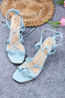 The White Pole Women Heels(Blue , 7)