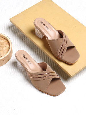 heighten Women Heels(Beige , 4)