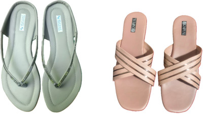 Nicesteps Women Flats(Grey, Brown , 5)