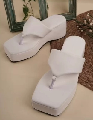 Gloglamp Women Wedges(White , 7)