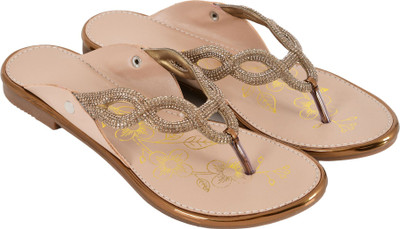 HELEEY Women Flats(Gold, Pink , 9)