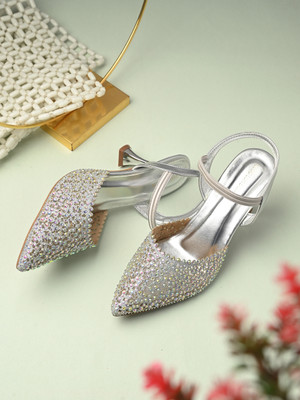 Clog London Women Heels(Silver , 8)
