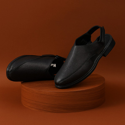 WELLBUSH Men Sandals(Black , 8)
