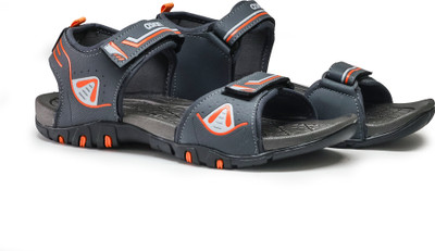 asian Men Sandals(Grey, Orange , 10)