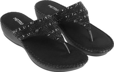 METRO Women Wedges(Black , 5)
