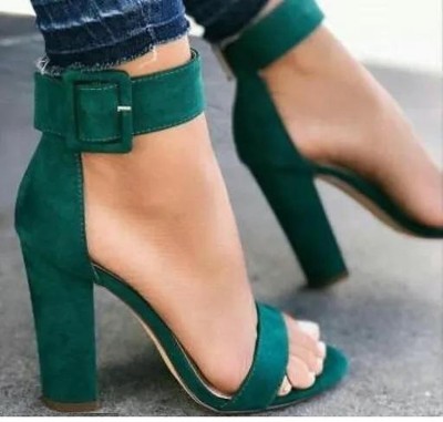 Gloglamp Women Heels(Green , 8)