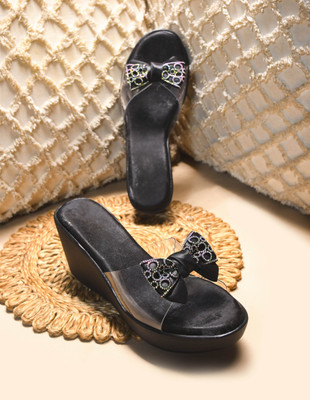 Froh Feet Women Wedges(Black , 8)