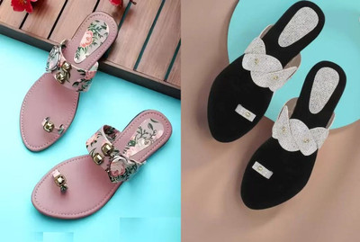 Profit Gainer Women Flats(Pink, White, Black , 8)