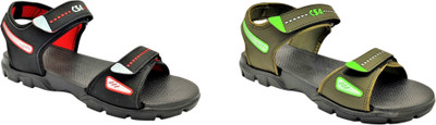 Classica Men Sandals(Black, Red, Olive , 9)