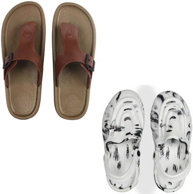 Vomoya Men Sandals(Tan, White , 6)