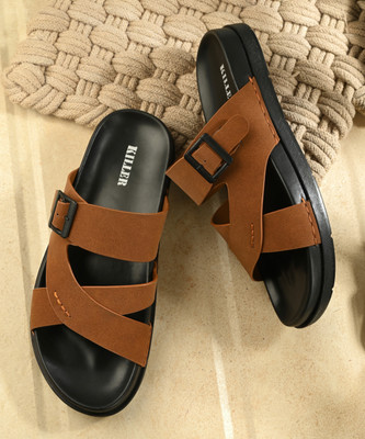 KILLER Sandals | Stylish Comfortable Daily And Ethnic Wear Casual Slippers for Gents | Men Sandals(Tan , 7)