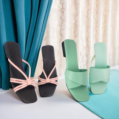 Shoebration Women Flats(Green, Pink , 5)