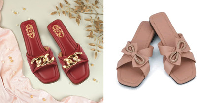 R F C Women Flats(Maroon, Beige , 8)