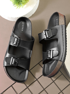 BIZORA Men Sandals(Black , 7)