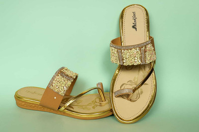 MADFEET Women Flats(Gold , 9)