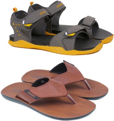 asian Men Sandals(Grey, Tan , 6)