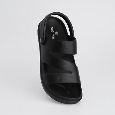 NoStrain Men Sandals(Black , 7)