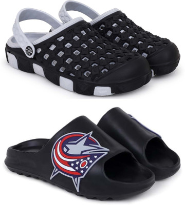 Pampy Angel Men Slippers(Grey, Black , 6)