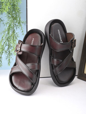 PROVOGUE Men Sandals(Brown , 8)