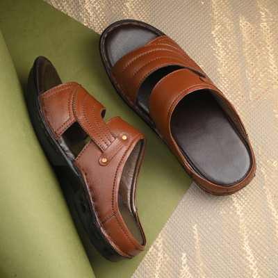 house of common Men Sandals(Tan , 10)