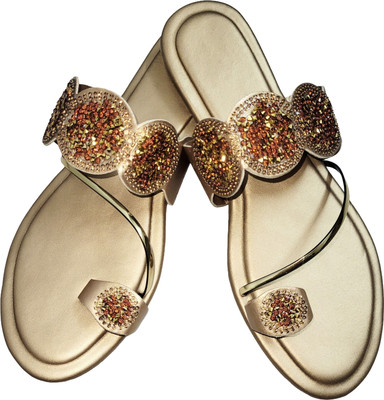 XiZUii Women Flats(Gold , 6)