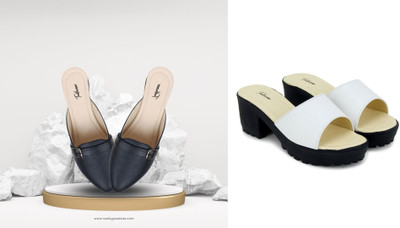 Todhwear Women Heels(Black, White , 8)