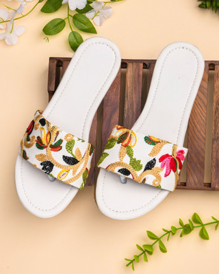 MICCASO Women Flats(White , 5)