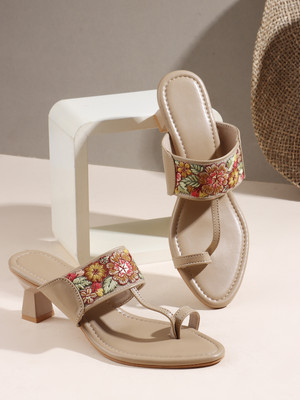 Avivastyle Women Heels(Beige , 3)