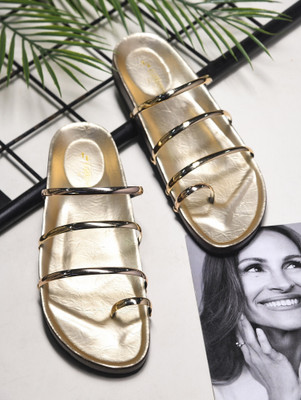 TRYME Women Flats(Gold , 3)