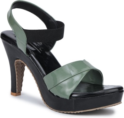 Funku Fashion Women Heels(Green , 4)