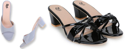 Zaif Women Heels(Grey, Black , 8)