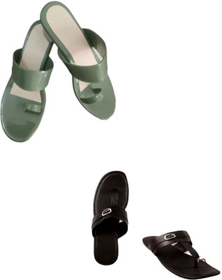 Goraiya Women Heels(Green, Black , 9)