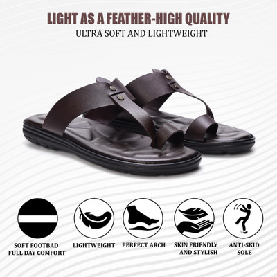 STEPHORN Kolhapuri Style Cushioned Slippers Ethnic Traditional Casual Wear Men Sandals(Brown , 6)