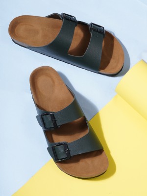 MOZAFIA Olive Sandals, Arch Support with Adjustable Buckle Straps and Cork Footbed Men Olive Sandals