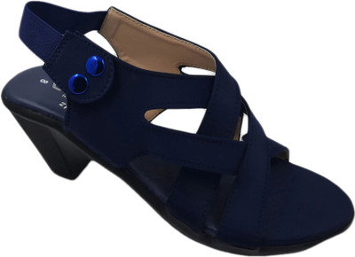 Flowers Life Women Heels(Blue , 6)