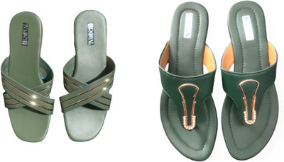 Nicesteps Women Flats(Green, Green , 7)