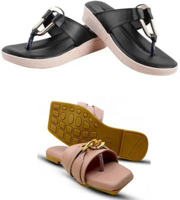 mp collection Women Heels(Black, Pink , 8)