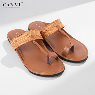 CANVI Men Flats(Tan , 6)