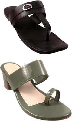 Goraiya Women Flats(Black, Green , 8)