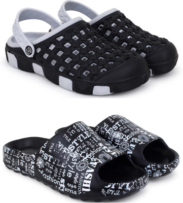 Pampy Angel Men Slippers(Grey, Black , 6)