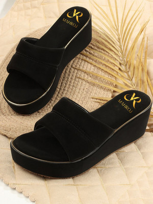 Mahroj Women Heels(Black , 4)
