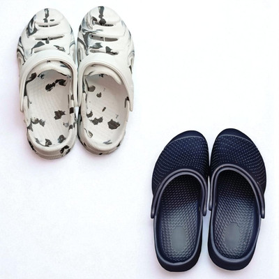 Monrav Men Clogs(White, Navy , 11)