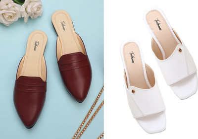 Todhwear Women Heels(Maroon, White , 8)