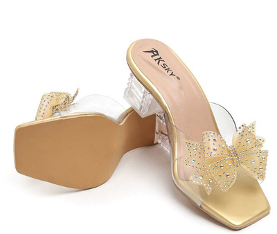 AK SKY Women Heels(Gold , 5)