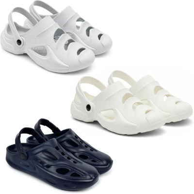 Golf Men Clogs(Grey, White, Blue , 7)