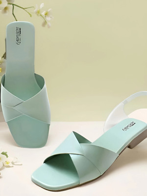 Trendy Feet Women Flats(Green , 8)