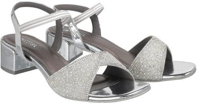 METRO Women Heels(Silver , 4)