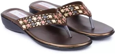 BALAJI SHOES Women Heels(Brown , 4)